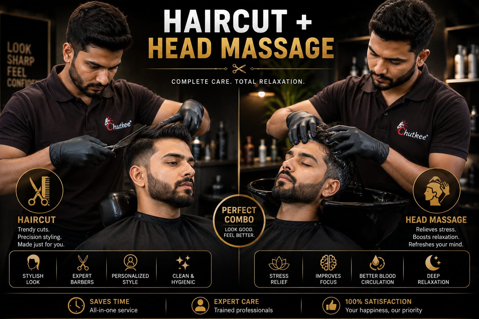 Head Massage + Haircut